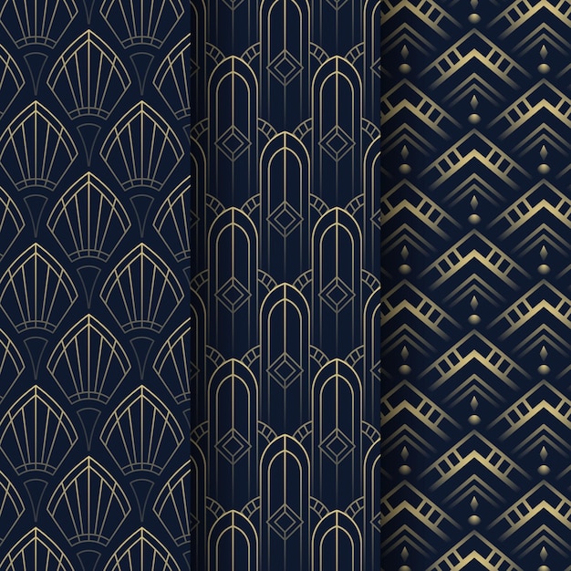 Free vector flat art deco pattern collection