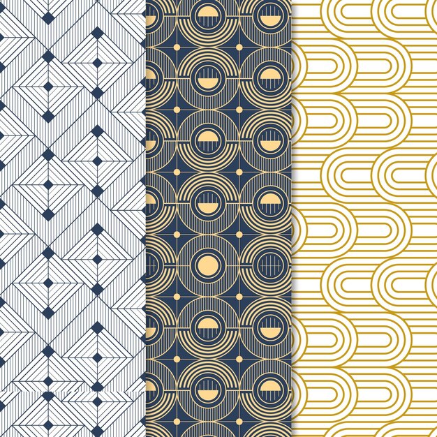 Flat art deco pattern collection