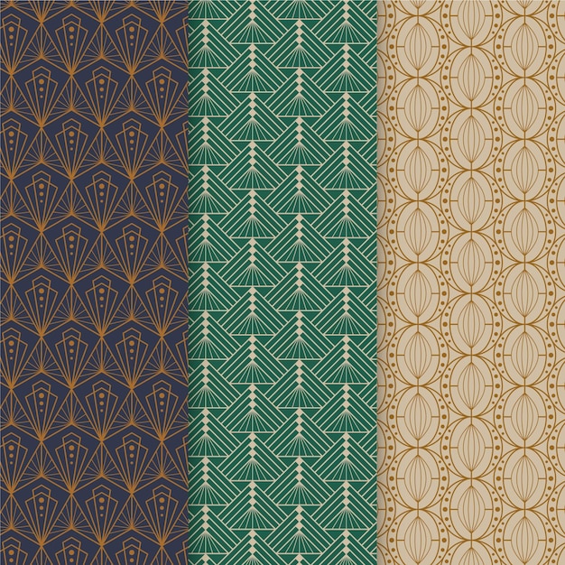 Flat art deco pattern collection