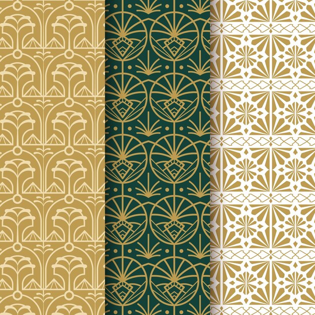 Flat art deco pattern collection