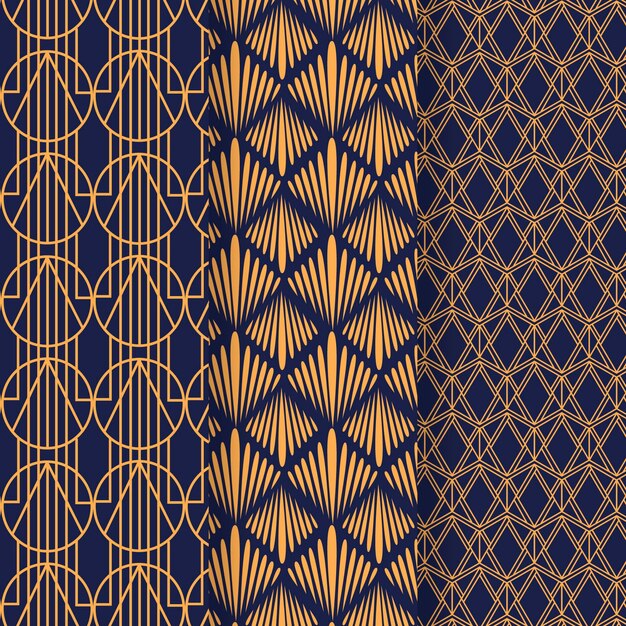 Flat art deco pattern collection