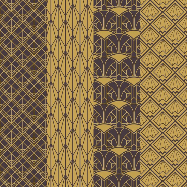 Flat art deco pattern collection