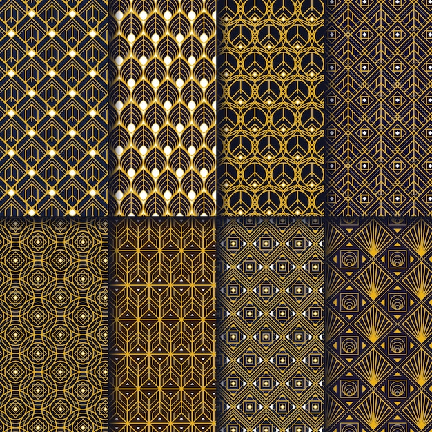 Flat art deco pattern collection