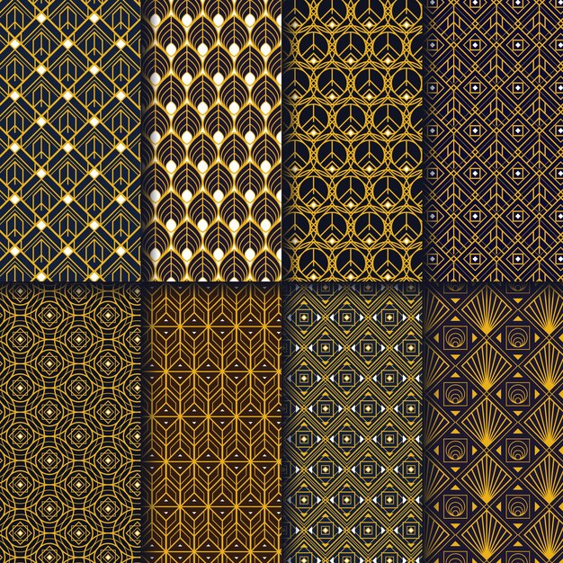 フラットなアールデコ パターン コレクション