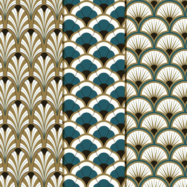 Free vector flat art deco pattern collection