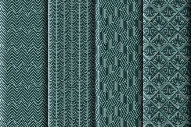 Flat art deco pattern collection