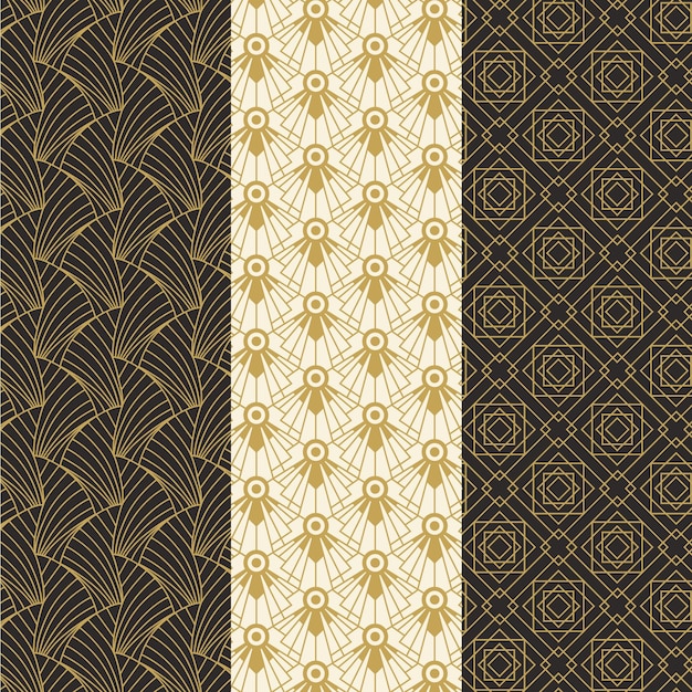 Flat art deco pattern design collection