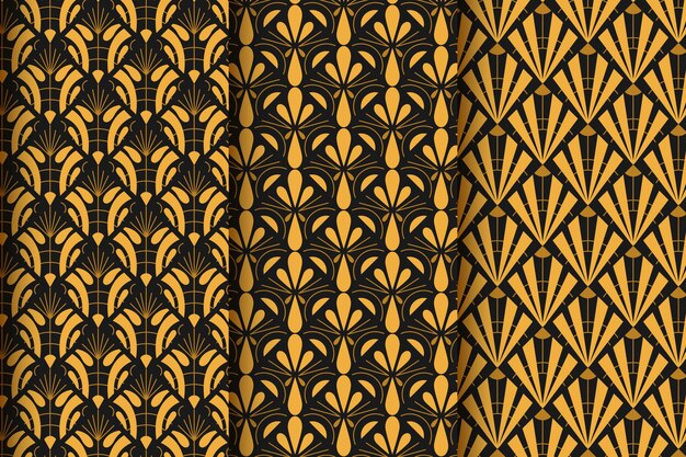 Flat art deco pattern design collection