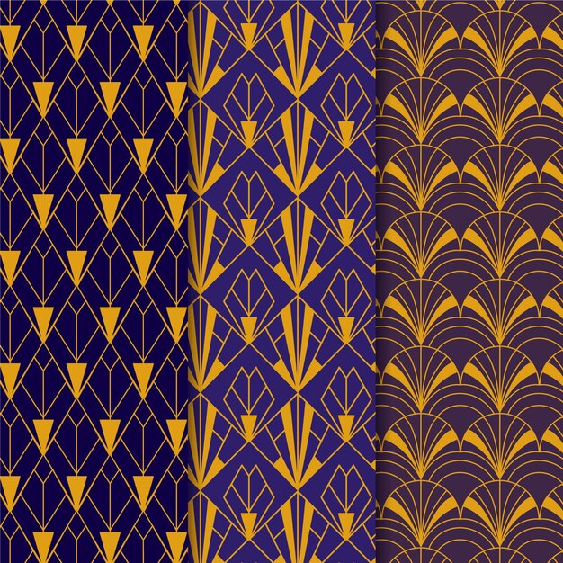 Flat art deco pattern design collection