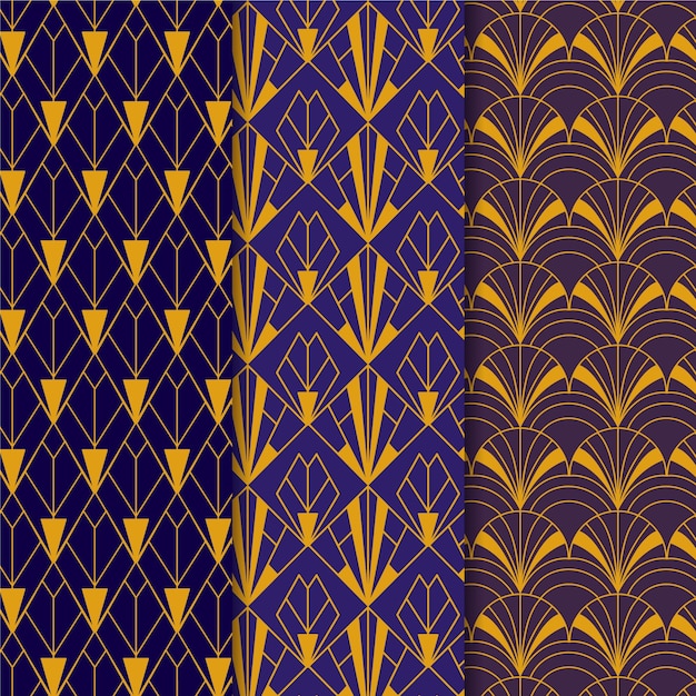 Flat art deco pattern design collection