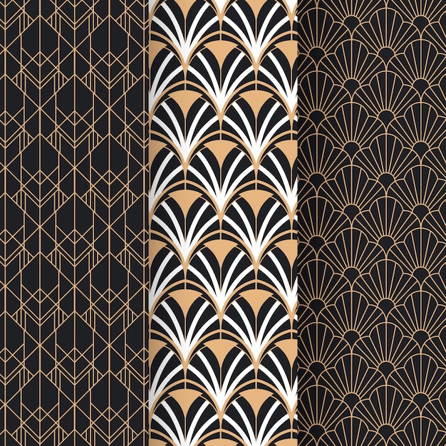 Flat art deco pattern pack