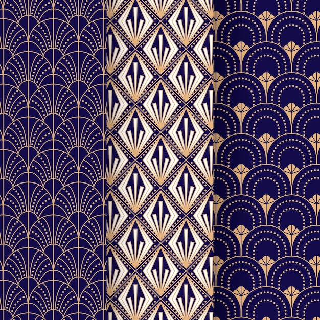 Flat art deco pattern pack