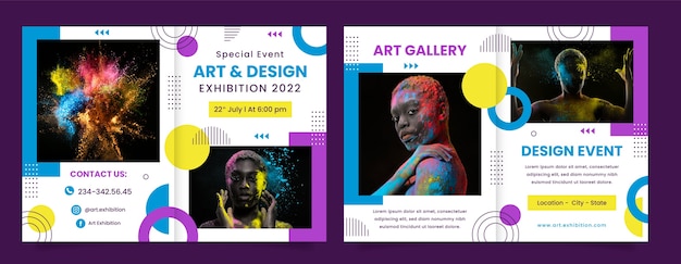 Free vector flat art exhibition event brochure template