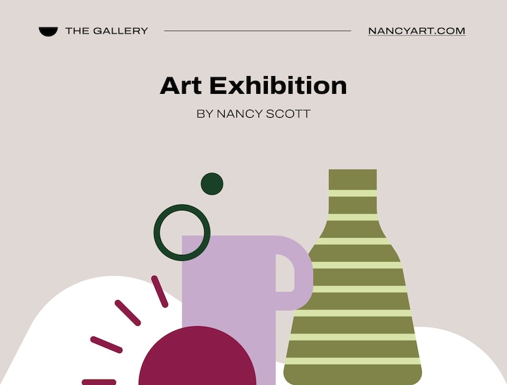 Free Vector flat art exhibition event photocall template