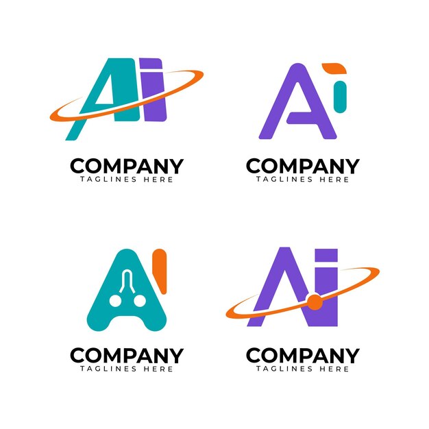 Flat artificial intelligence logo collection