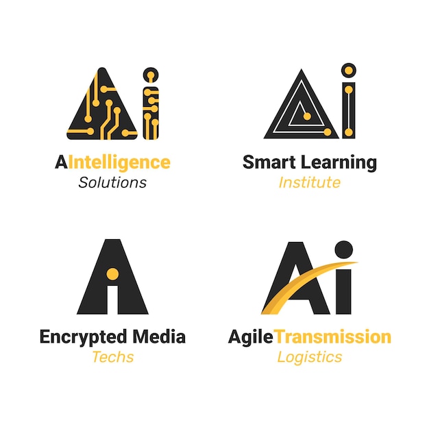 Flat artificial intelligence logo collection