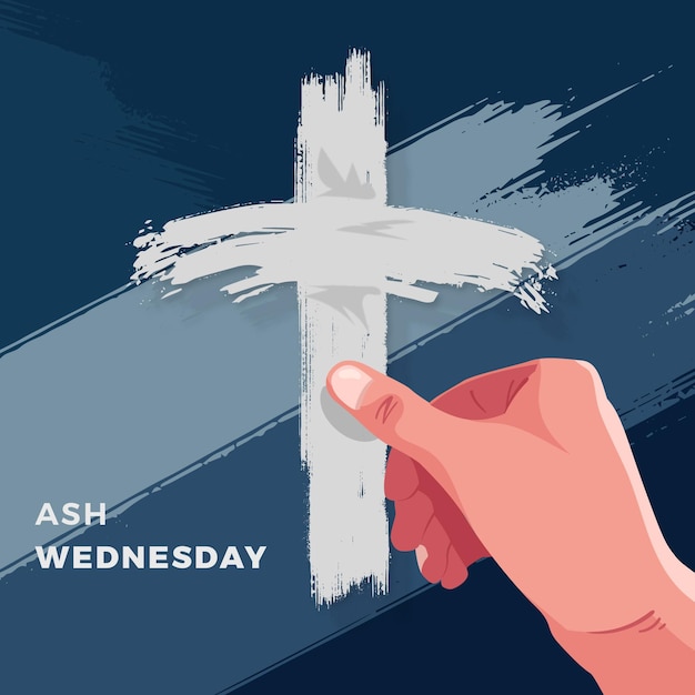 Flat ash wednesday illustration