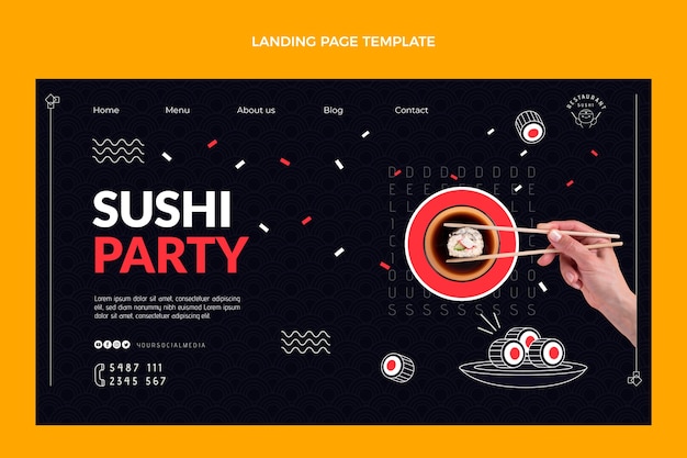 Free vector flat asian cuisine landing page template