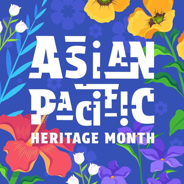 Flat asian pacific heritage month text illustration
