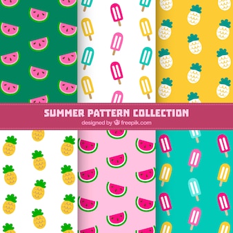 Flat assortment of six decorative summer patterns