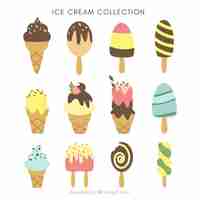 Free vector flat assortment of tasty ice creams