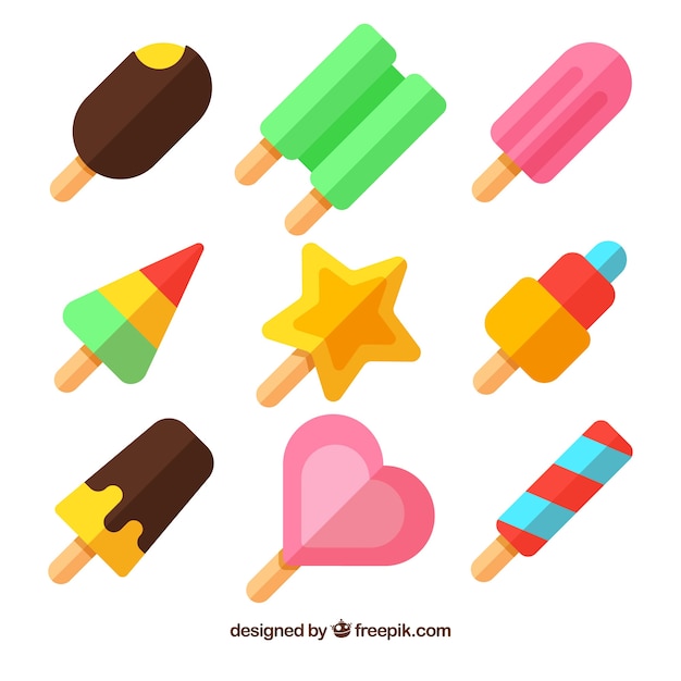 Free vector flat assortment of tasty popsicles