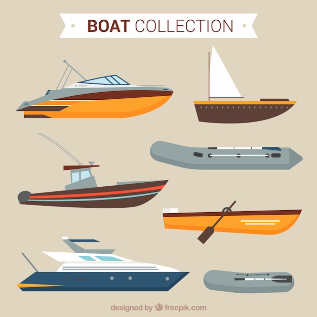 Free vector flat assortment of variety of boats