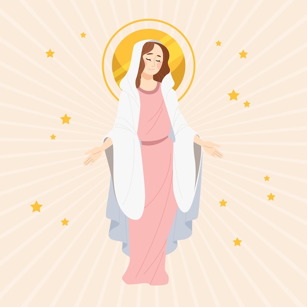 Free vector flat assumption of mary illustration