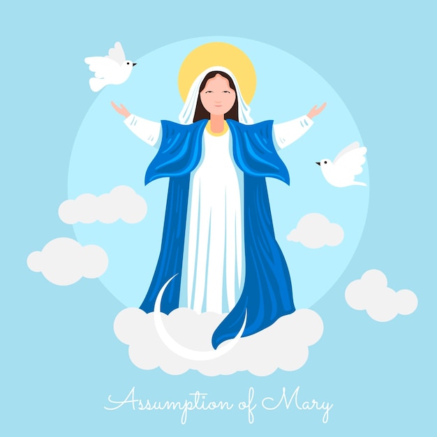 Flat assumption of mary illustration