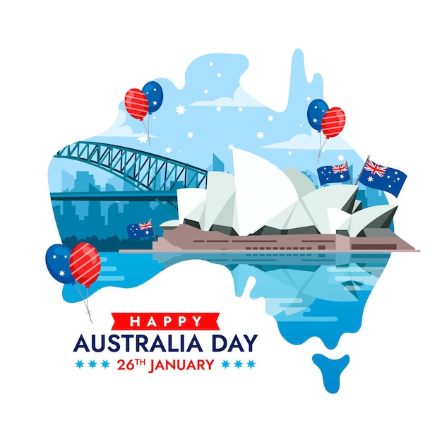 Flat australia day illustration