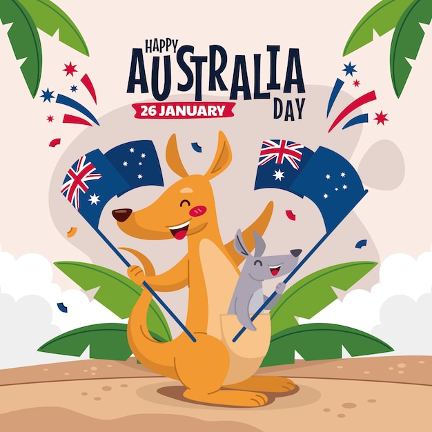 Free vector flat australia day illustration