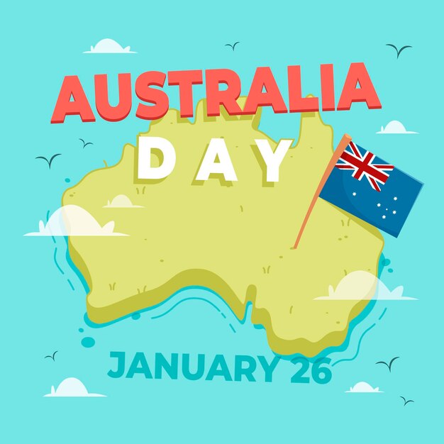 オーストラリアの地図とフラットオーストラリアの日