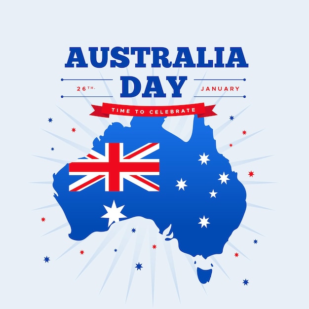 Free vector flat australia day with australian map