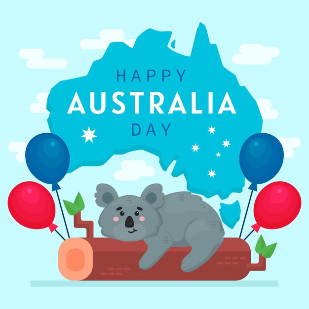 Плоский день австралии с милым медведем коала