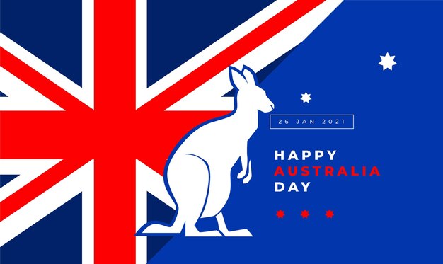 Flat australia day with kangaroo