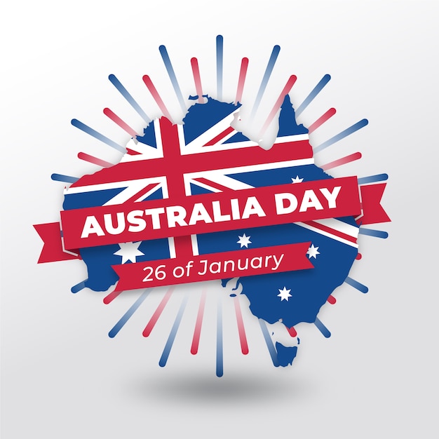 Free Vector Flat australia day with map and date