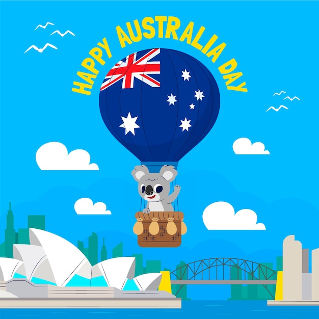 Vettore gratuito giorno piatto dell'australia