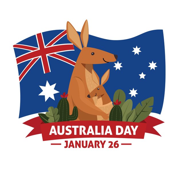 Flat australia national day illustration