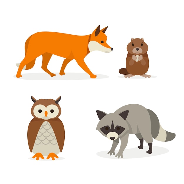 Free vector flat autumn animals collection