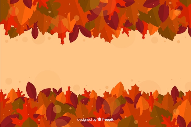 Flat autumn background with leaves