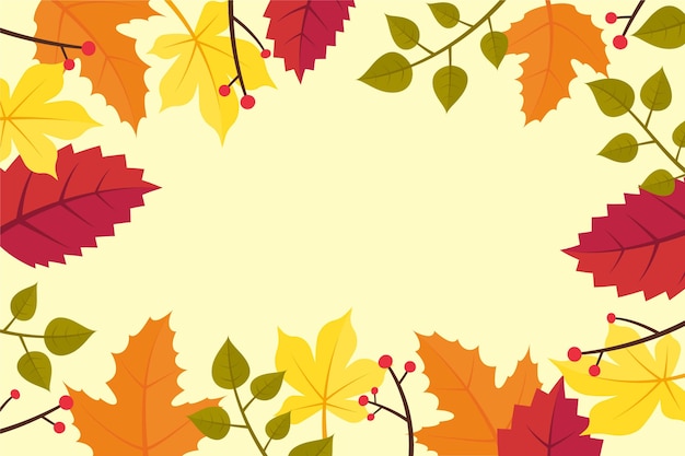 Flat autumn background with leaves