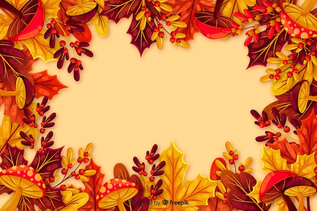 Flat autumn background with leaves