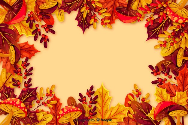 平らな秋の背景の葉