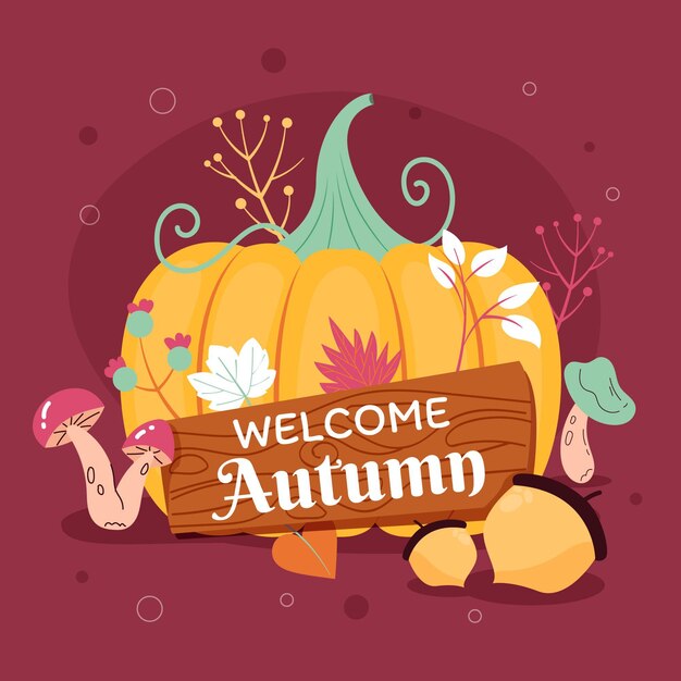 Flat autumn background