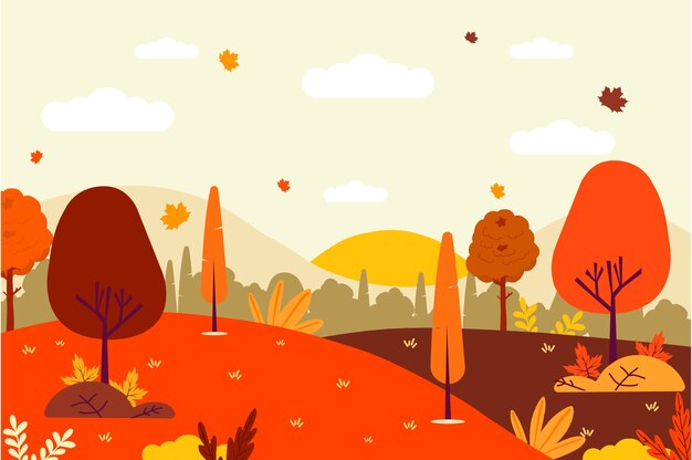 Flat autumn background