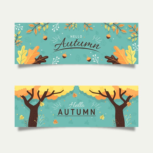 Flat autumn banners concept