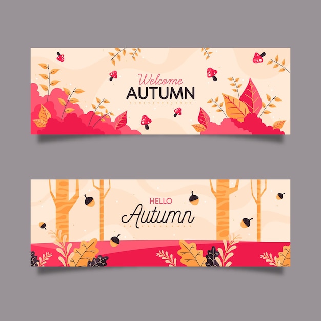 Free vector flat autumn banners concept