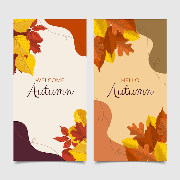 Flat autumn banners set