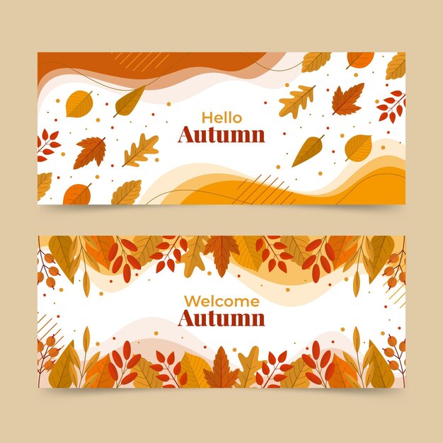 Flat autumn banners set