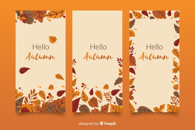 Flat autumn banners template with leaves
